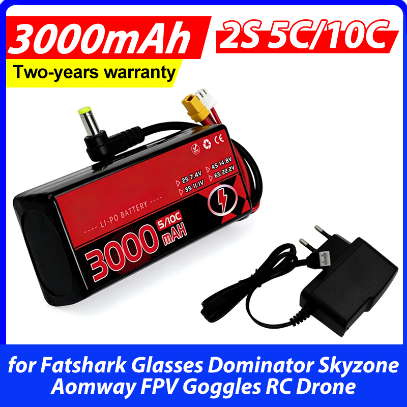 3000MAH 2S 5C 10C 7.4V Lipo Ba - đánh giá và giá Skyzone Sky04X Pro Oled Fpv Goggles
