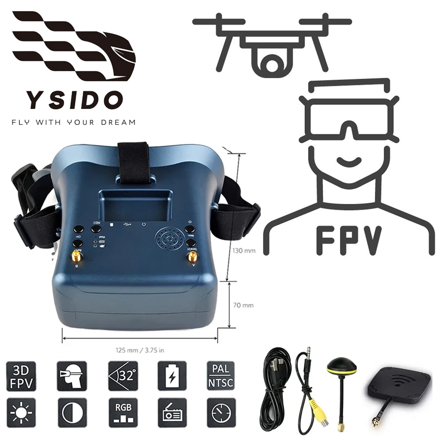 FPV Goggles 008D 5.8G 40CH 4.3 - đánh giá và giá Skyzone Sky04O Pro Fpv Goggles